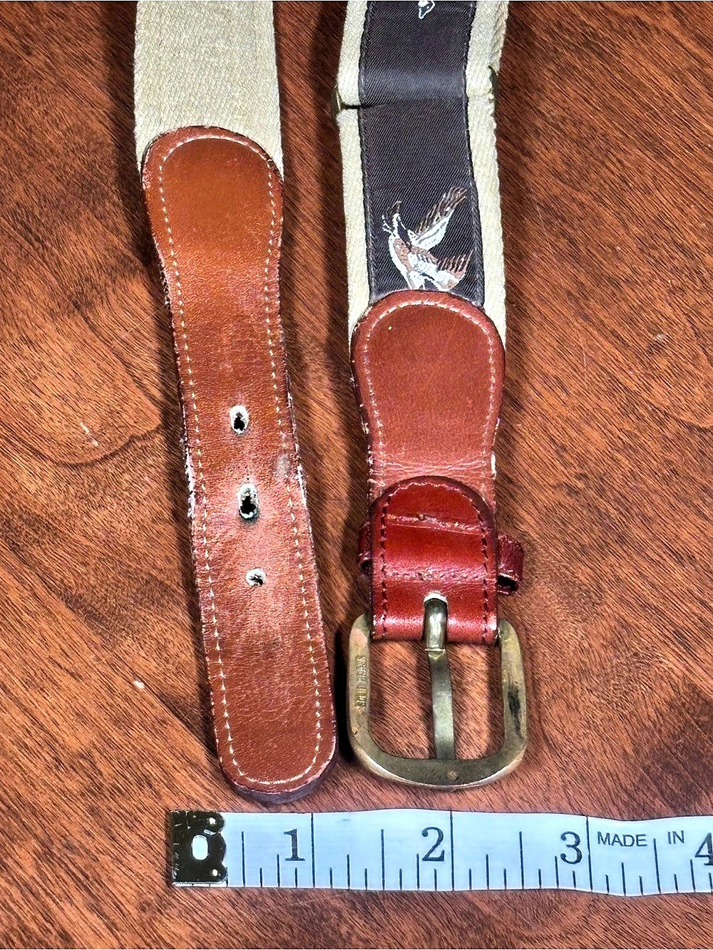 Vintage Mallard Duck Flying Goose Canvas Ribbon Belt